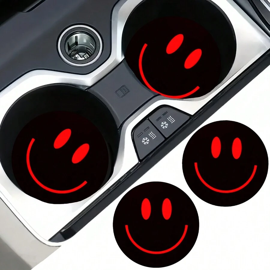 2 Stücke Getränkehalter fürs Auto, rutschfeste, absorbierende Untersetzer, minimalistische lächelnde Gesichts-Muster Wärmeisolationsuntersetzer (es kann leichte Farbunterschiede geben)