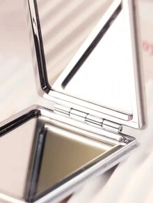 可爱兔子卡通设计双面可折叠化妆镜，带放大功能的皮套，适合女性和学生 - 彩色 - 查看 5