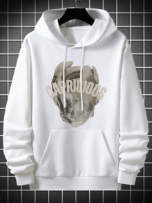 Áo nỉ chui đầu in họa tiết Graffiti thường ngày cho nam, Xuân Thu - trắng - Xem 2