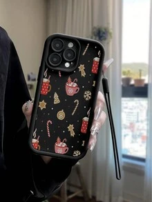 全新醒目的黑色圣诞图案和黑色硅胶腕带防震手机壳兼容 iPhone 15、P14 Pro Max、P13、P11、P12 防摔、卡通 7/8 代 - 彩色 - 查看 4