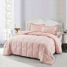 HIG 3pc Down Alternative Comforter Set - All Season Reversible Comforter With Two Shams - Quilted Duvet Insert With Corner Tabs - Box Stitched - Super Soft, Fluffy (Full/Queen, Black) - 預洗桃子 - 查看 5