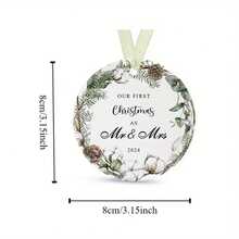 1 件精美亚克力先生和夫人第一个圣诞节装饰品 2024 - 为新婚夫妇设计的独特婚礼挂饰，纪念我们的第一个结婚圣诞节，珍贵的纪念品和浪漫的礼物创意 - 白色 - 查看 2