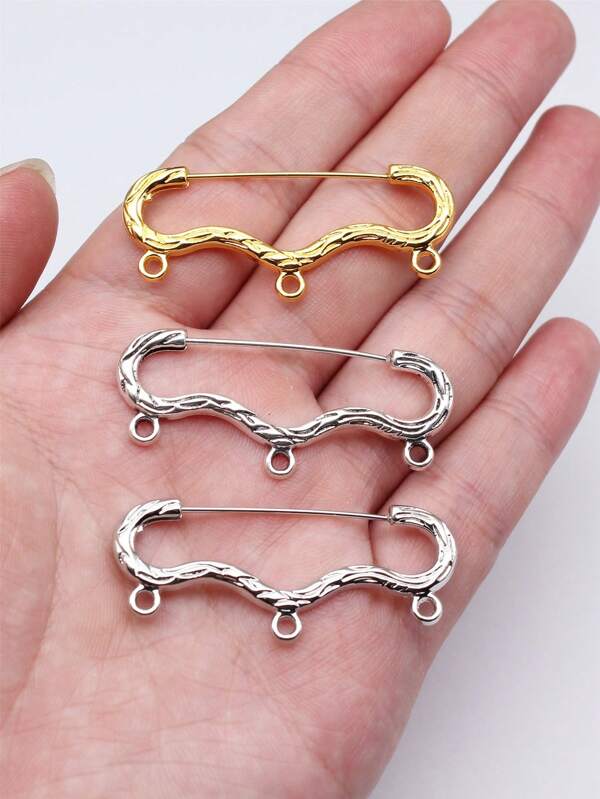 5pcs/Bag 46x20mm Brooch Pin Charms Connector Accessories Pendant For DIY Jewelry Making Accessories Jewelry Findings DIY Necklace Making DIY Keychain Making Handmade Craft