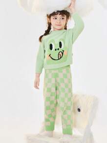 Balabala Children's Sleepwear Set Boys' And Girls' Loungewear, Young Girl And Babies' Warm Half Velvet Pajamas, Parent-Child Cartoon