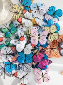 10pcs/Set Multicolor Artificial Flowers Silk Butterfly Plastic Butterfly Bridal Bouquet Valentine's Day Fake Plants Wedding Decoration DIY Wreath Material, Bride Holding Wrist Flower Decoration Accessories, Wedding Car Decoration, Lintel Arch Decoration, Home, Dining Room, Bedroom, Vase Decoration, Birthday Party Decoration Materials New Year Gifts, Valentine's Day, Gift - Multicolor - View 3