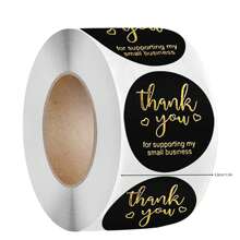 1 Rolo com 500 Peças de Adesivos Redondos de Papel Laminado Agradecimento, Etiquetas Autocolantes para Decorações de Feriados, Adesivos de Embalagem de Artesanato Feito à Mão para o Dia dos Namorados
