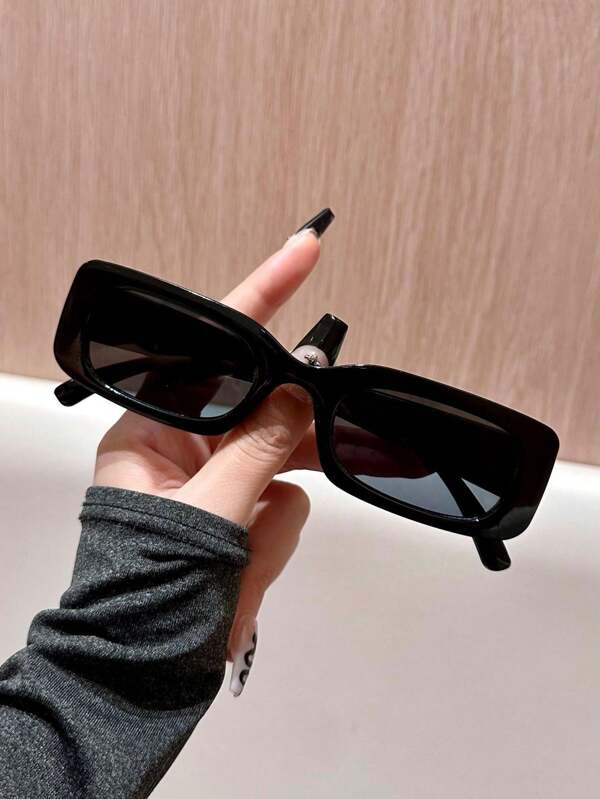 1 pieza Gafas cuadradas de colores a la moda, adecuadas para interiores/exteriores, accesorio casual, decoración de fiestas, accesorios de fotografía para la playa, básicas para atuendos de mujer en otoño/invierno, ropa casual de negocios, regalos para vacaciones de verano, al aire libre, viajes
