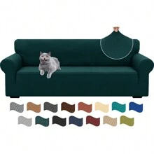 2024 Newest 1 Piece Couch Covers For 1/2/3/4 Cushion Stretch Loveseat Slipcovers High Stretch Jacquard Sofa Slipcover For Living Room Pets Dogs Loveseat Furniture Protector - 墨綠色 - 查看 10