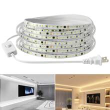 LED Strip Lights AC110V 120V , Led Ribbon Adhesive High Brightness 120LEDs/M Waterproof Tape,White Or Warm White For Home Room Decoration,Kitchen,Outdoor Garden Led Lighting With US Power Plug And Switch