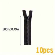 5/10 件 #5 树脂塑料拉链自动锁拉链侧边 19.68-39.37 英寸黑色大齿拉链适用于夹克外套服装配件 - 10 pcs 黑色 - 查看 8