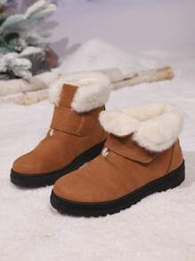 Dames Plus Size Thermisch Gevoerde Warme Sneeuwlaarzen Met Klittenband, Winter Nieuw Binnen