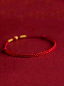 1pc Lucky Red String Braided Beads Bracelets For Women Men - Perfect For Couples, Family, And Friends - Ideal Birthday, Father's Day, And Anniversary Gift For Him And Her