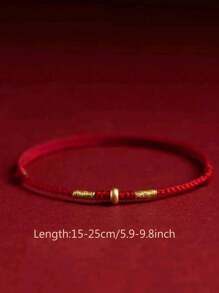1pc Lucky Red String Braided Beads Bracelets For Women Men - Perfect For Couples, Family, And Friends - Ideal Birthday, Father's Day, And Anniversary Gift For Him And Her