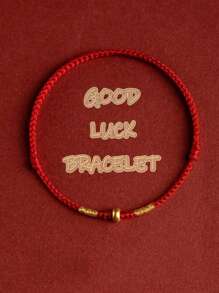 1pc Lucky Red String Braided Beads Bracelets For Women Men - Perfect For Couples, Family, And Friends - Ideal Birthday, Father's Day, And Anniversary Gift For Him And Her