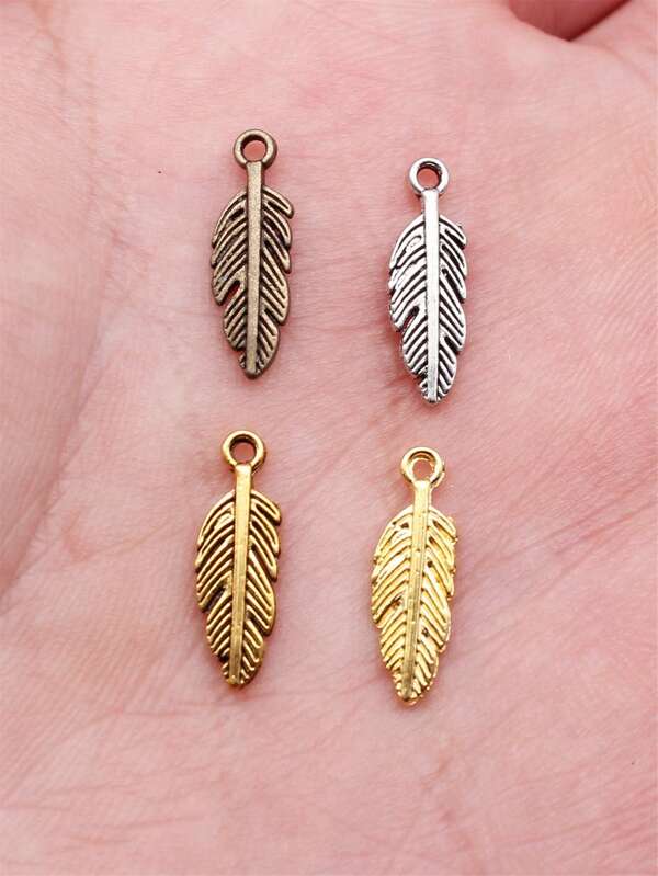 100 Stücke/Beutel 15x5mm Feder Anhänger Charms für DIY Schmuckherstellung Accessoires Schmuckteile DIY Halskette Fertigung DIY Schlüsselanhänger Herstellung Handwerkskunst