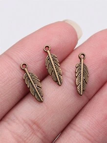 100pcs/Bag 15x5mm Feather Charms Pendant For DIY Jewelry Making Accessories Jewelry Findings DIY Necklace Making DIY Keychain Making Handmade Craft - Feather - View 5