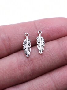100pcs/Bag 15x5mm Feather Charms Pendant For DIY Jewelry Making Accessories Jewelry Findings DIY Necklace Making DIY Keychain Making Handmade Craft - Feather - View 3