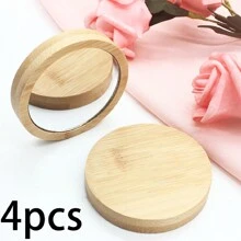 1 pieza Espejo de maquillaje portátil de madera personalizado, espejo grabado personalizado de forma redonda, regalo perfecto para damas de honor, regalo del Día de San Valentín, regalo de cumpleaños, regalo de aniversario de boda, regalo del Día de la Madre, regalo ideal para hermanas, madres, abuelas, novias