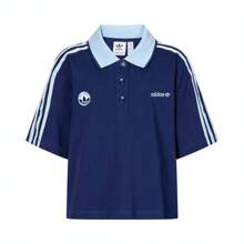Adidas Originals Camisa polo feminina de malha, manga curta, TIX3543 - Azul - Ver 3