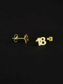 1 件金银定制耳环，定制生日日期耳钉，定制数字耳环，她的生日礼物，足球数字耳环感恩节圣诞节 - 彩色 - 查看 2