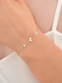 1pc Gold Multiple Styles Available Initial Letter Bracelet, Letter Bracelet, Couple Bracelet, Custom Bracelet, Personalized Bracelet, 18K Gold Bracelet, Graduation Gift Thanksgiving Christmas