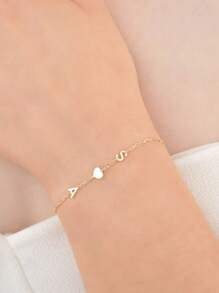 1pc Gold Multiple Styles Available Initial Letter Bracelet, Letter Bracelet, Couple Bracelet, Custom Bracelet, Personalized Bracelet, 18K Gold Bracelet, Graduation Gift Thanksgiving Christmas