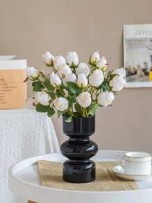 1 peça/2 peças/3 peças/4 peças/5 peças/6 peças de rosas artificiais rosa, rosas artificiais de flores secas, rosas artificiais para decoração de casa, estilo nórdico, 7 flores de simulação de cabeça de rosa pequena, plantas artificiais verdes, decoração de buquê de rosas estilo boêmio de outono em estilo de fazenda