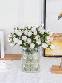 1 peça/2 peças/3 peças/4 peças/5 peças/6 peças de rosas artificiais rosa, rosas artificiais de flores secas, rosas artificiais para decoração de casa, estilo nórdico, 7 flores de simulação de cabeça de rosa pequena, plantas artificiais verdes, decoração de buquê de rosas estilo boêmio de outono em estilo de fazenda