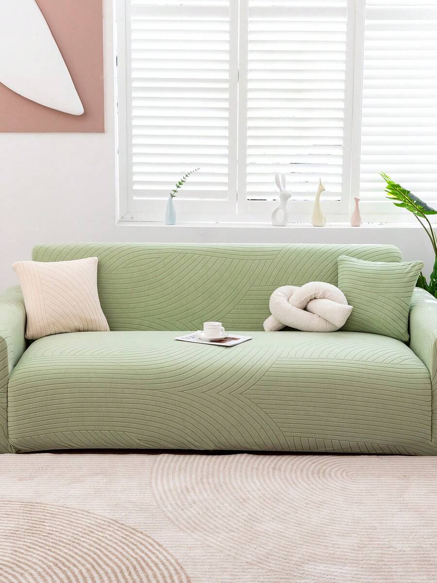 1pc Premium Jacquard Velvet Sofa Slipcover, Super Soft Thicker Elastic