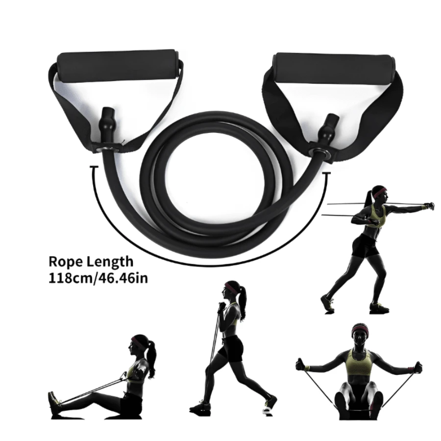 Resistance Band (Suitable Beginner) With Handles Yoga Pull Rope Elastic
