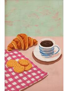 ﻿ 1pc Koffiehuis Stad Bakkerij Illustratie Croissants En Koekjes Kunstposter Canvas Schilderij Muur Print Foto Voor Keuken Woondecoratie Geen Lijst