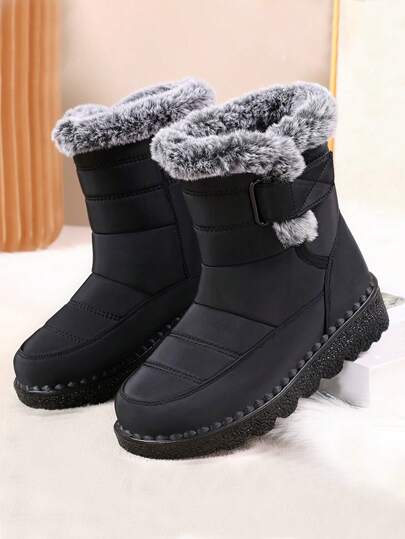 Women's Thickened Thermal Lined Waterproof Anti-Slip Mid-Calf Snow Boots For Winter Outdoor, Versatile