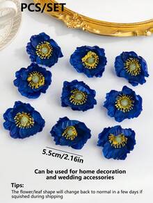 10 件人造虞美人头情人节和新年装饰 DIY 糖果盒配对新娘花束情人节丝绸假植物房间装饰秋季装饰秋季装饰中心装饰母亲节装饰花瓶家居装饰户外花园婚礼花束客厅 DIY 糖果盒花环假植物家居用品 - 寶藍色 - 查看 3