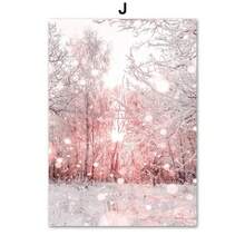 1pc Hồng Giáng sinh mùa đông tuyết Santa Chalet nghệ thuật tường Canvas vẽ tranh Bắc Âu áp phích và bản in hình ảnh tường cho phòng ngủ trang trí nhà không có khung - Nhiều màu - Xem 56