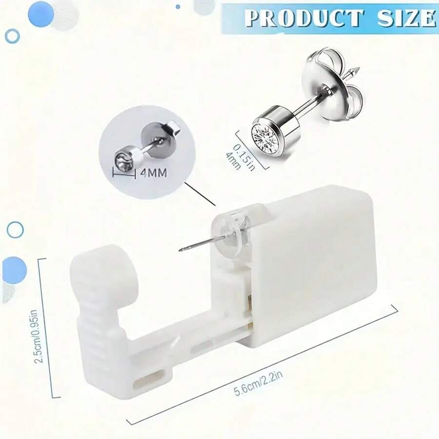 2 PCS Self Ear Piercing Gun Kit With Built In 3mm 4mm White Stud Ear
