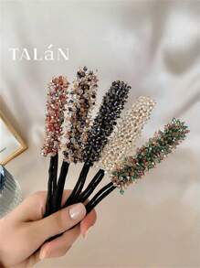 1 件装女孩发饰珍珠水晶发爪夹，发髻制作器发髻造型工具