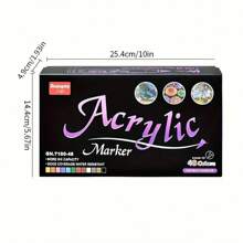 GuangNa 1 套丙烯酸涂料记号笔，软头防水涂料记号笔，适用于岩石绘画、织物、金属、玻璃、木材、帆布、陶瓷、塑料和无味，优质艺术和 DIY 工艺用品 - 彩色 - 查看 7