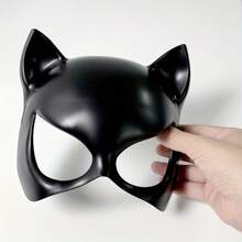 1pc Sexy Black Cat Mask For Cosplay - Perfect For Halloween, Christmas, Carnival Parties & Masquerades - Durable Plastic Animal Costume Accessory - Black - View 5