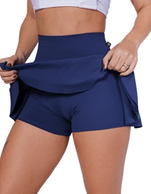 Shorts Skirt Butt Cover Suplex Gym Fitness Gymnastics High Waist - 藏蓝色 - 查看 3