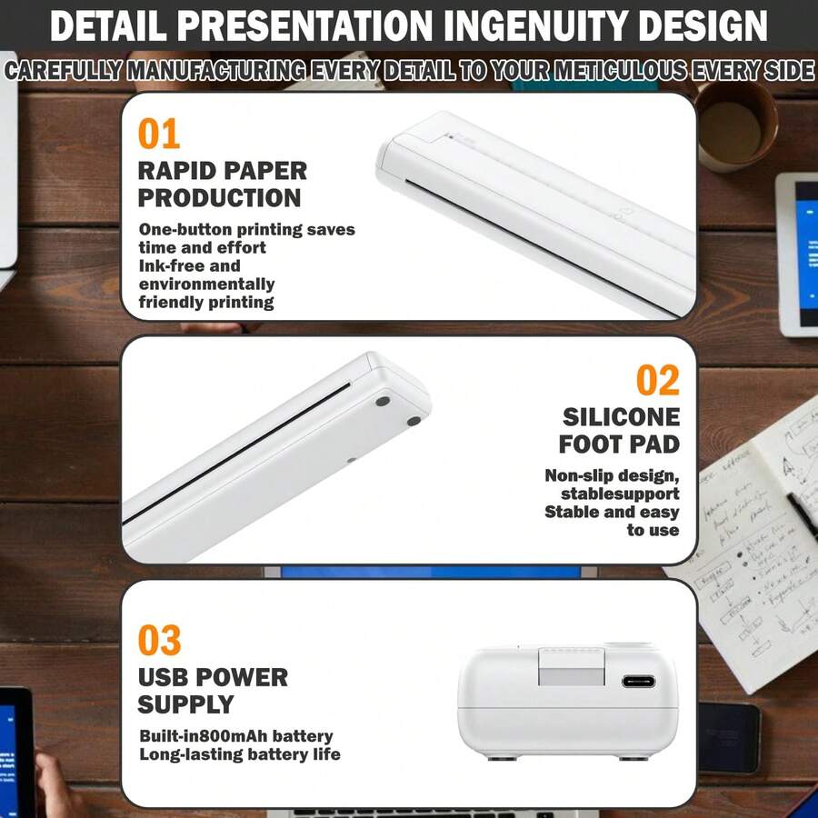 A4 Office & Mistake Printing Portable Mini Inkless Thermal Paper