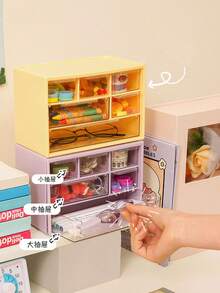 1 件创意清新 6 格收纳盒，拉出顺畅，分类 6 个隔层，整洁有序，适合学生用品、办公室、家居小物品，书桌抽屉式，适合珠宝、隐形眼镜 - 彩色 - 查看 10