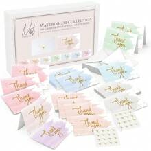 Thank You Cards Watercolour 48 Pack - Watercolour - View 2