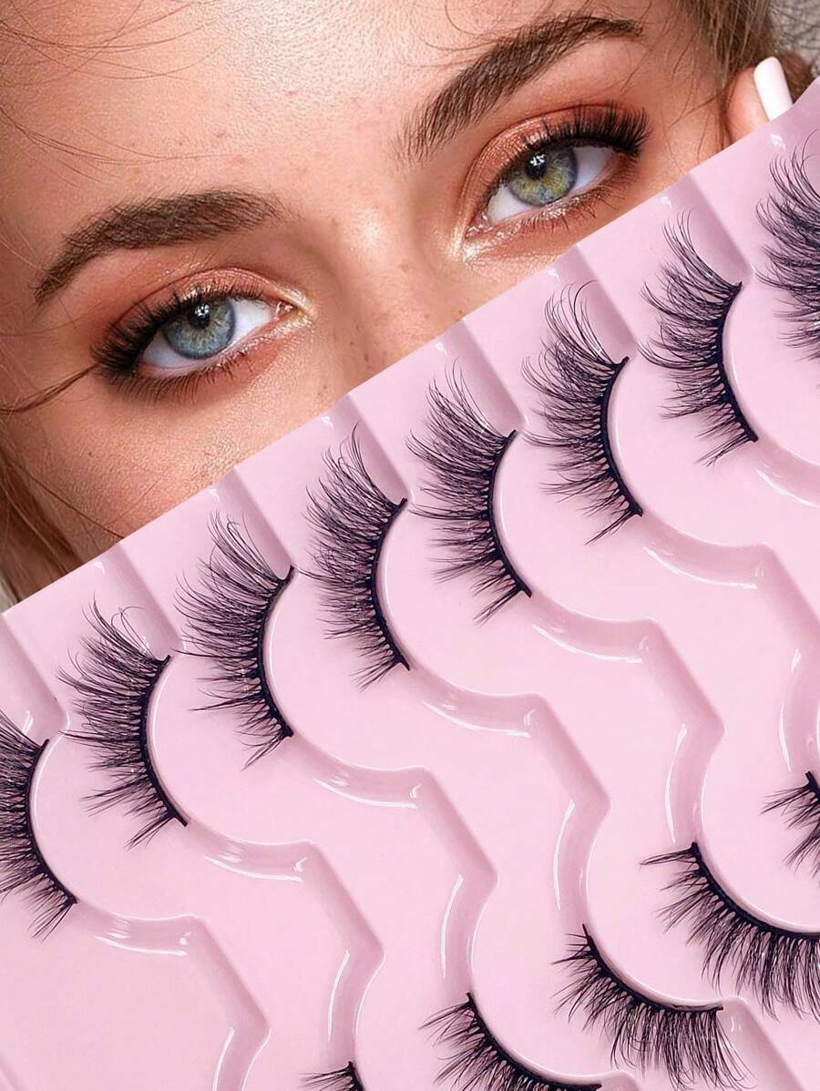 ENCHUW 8 对假睫毛自然外观半睫毛尾部加长睫毛可重复使用睫毛适合日常佩戴 - 眼尾拉長款 - 查看 1