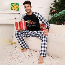 Garvee Christmas Pajamas For Family Pjs Matching Sets PlaidShirts Pants Sleepwear Nightwear Men