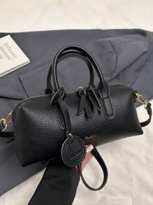 BELLEBORG Elegant Versatile Embossed Leather Texture Women Handbag - Black - View 7