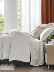 7-Piece Chic Cut Flower Bed Comforter Set, Suitable For All Seasons, Soft And Comfortable Bedding Set, Includes Comforter, Flat Sheet, Fitted Sheet, 2 Pillowshams And 2 Pillowcases, Suitable For Your Bedroom Decoration - White - View 6
