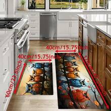 1 件装可爱猫头鹰树图案防滑耐用门垫，装饰地垫，适用于客厅、卧室、室内、厨房 - 彩色 - 查看 14