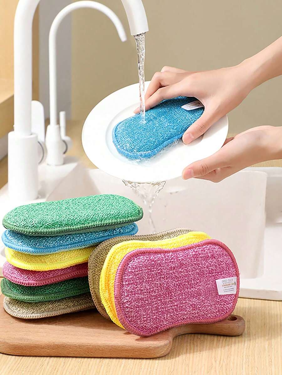 5 件/套超软纤维海绵清洁块，厚海绵吸水力强，双面设计强力去污，厨房清洁海绵