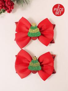 2pcs/Set Deer Design Hair Clips Suitable For Girls, Christmas - Multicolor - View 24