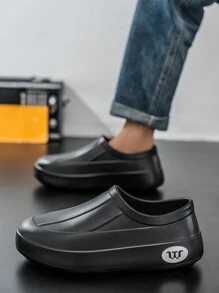W 1 Pair Men's Waterproof, Anti-Slip, Oil-Resistant, Slip-On Chef Shoes For Kitchen, Hotel Back-Of-House, Food Factory